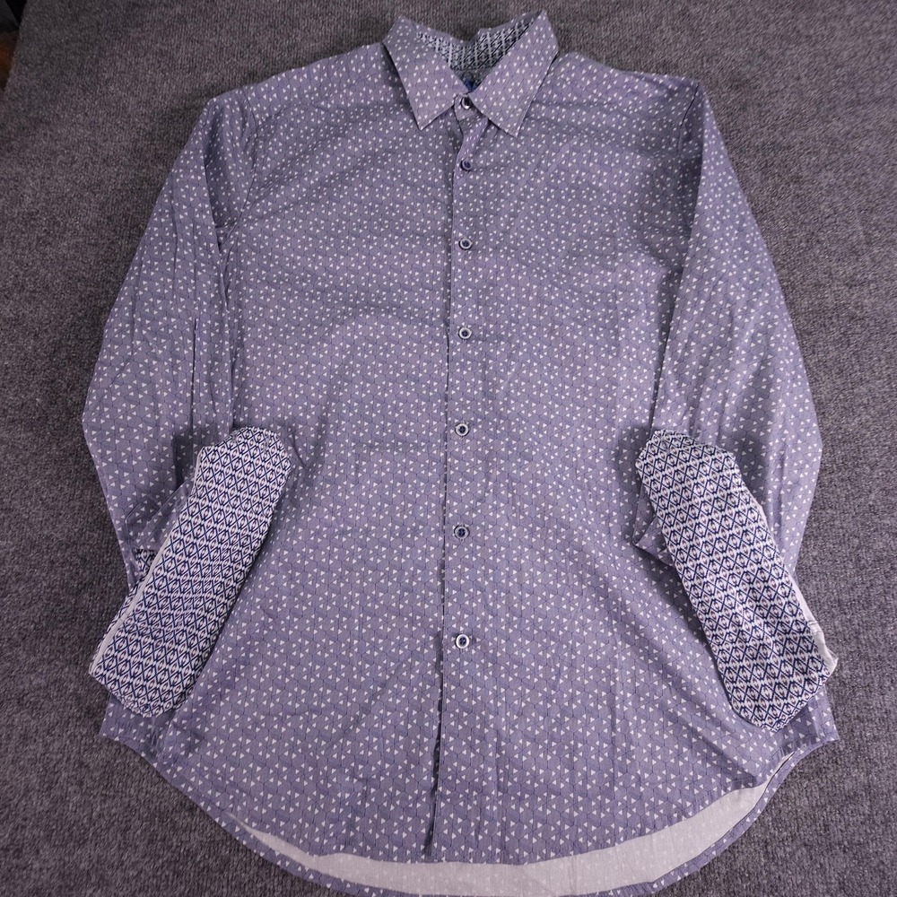 Robert Graham Shirt Mens Large Geometric Button Up Long Sleeve Flip Cuff Wisdom